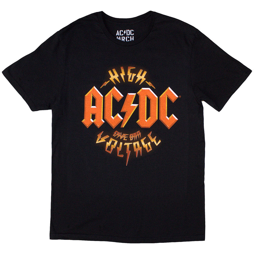 Black - Front - AC-DC Unisex Adult High Voltage Dive Bar Back Print T-Shirt