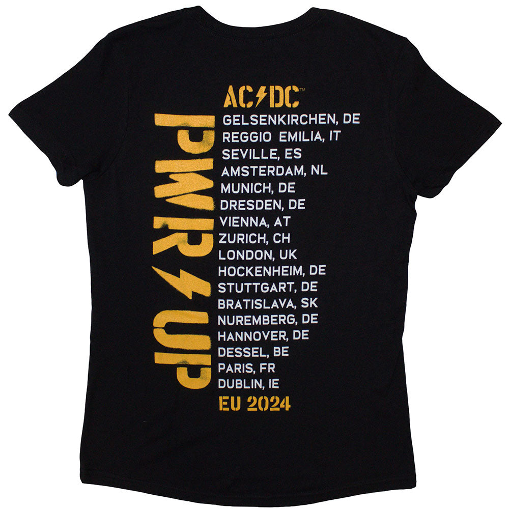 Black - Back - AC-DC Unisex Adult Angus Triangle PWR-UP EU Tour ´25 Back Print T-Shirt