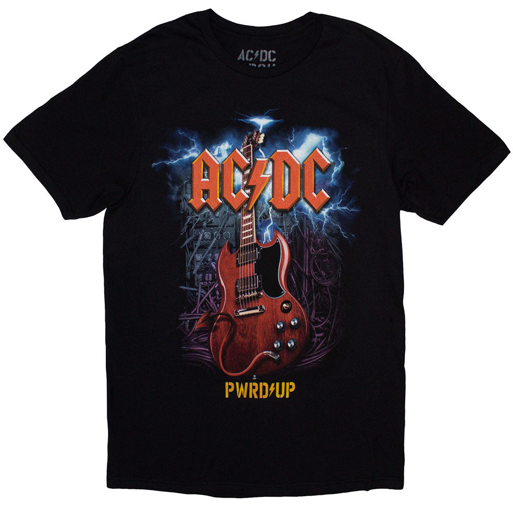 Black - Front - AC-DC Unisex Adult PWR-UP EU Tour ´24 Guitar Back Print T-Shirt