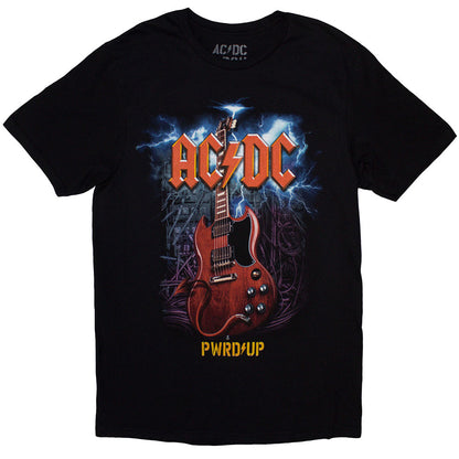 Black - Front - AC-DC Unisex Adult PWR-UP EU Tour ´24 Guitar Back Print T-Shirt