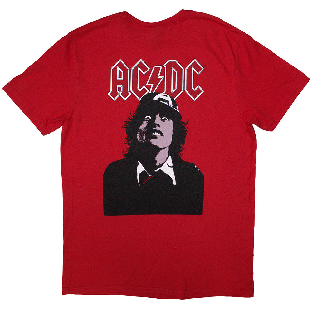 Red - Back - AC-DC Unisex Adult Lock Up Your Daughters Mini Logo Back Print T-Shirt