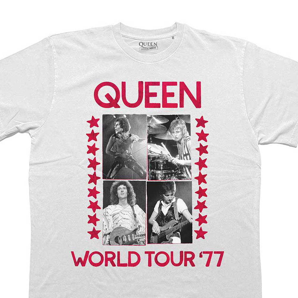 White - Back - Queen Unisex Adult World Tour ´77 T-Shirt