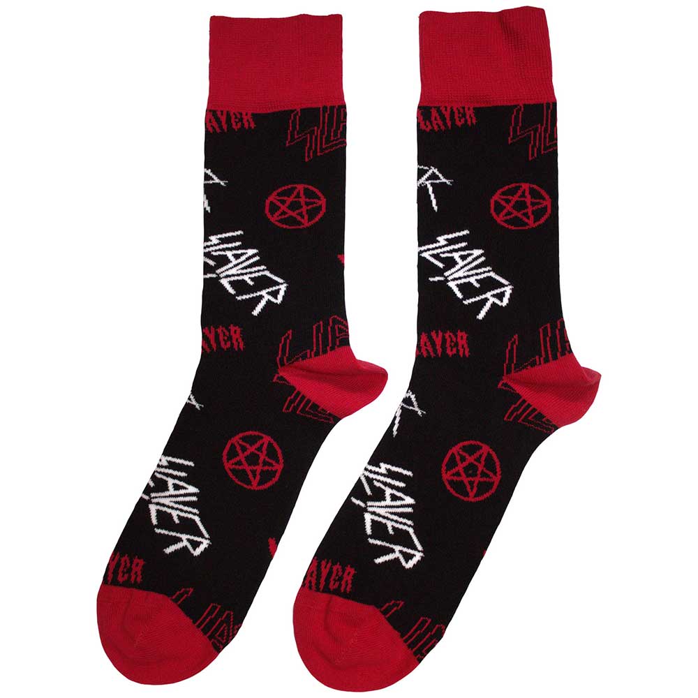 Black-Red-White - Back - Slayer Unisex Adult Logo Socks