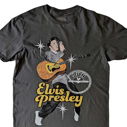 Charcoal Grey - Back - Elvis Presley Unisex Adult Toes Sun Records T-Shirt