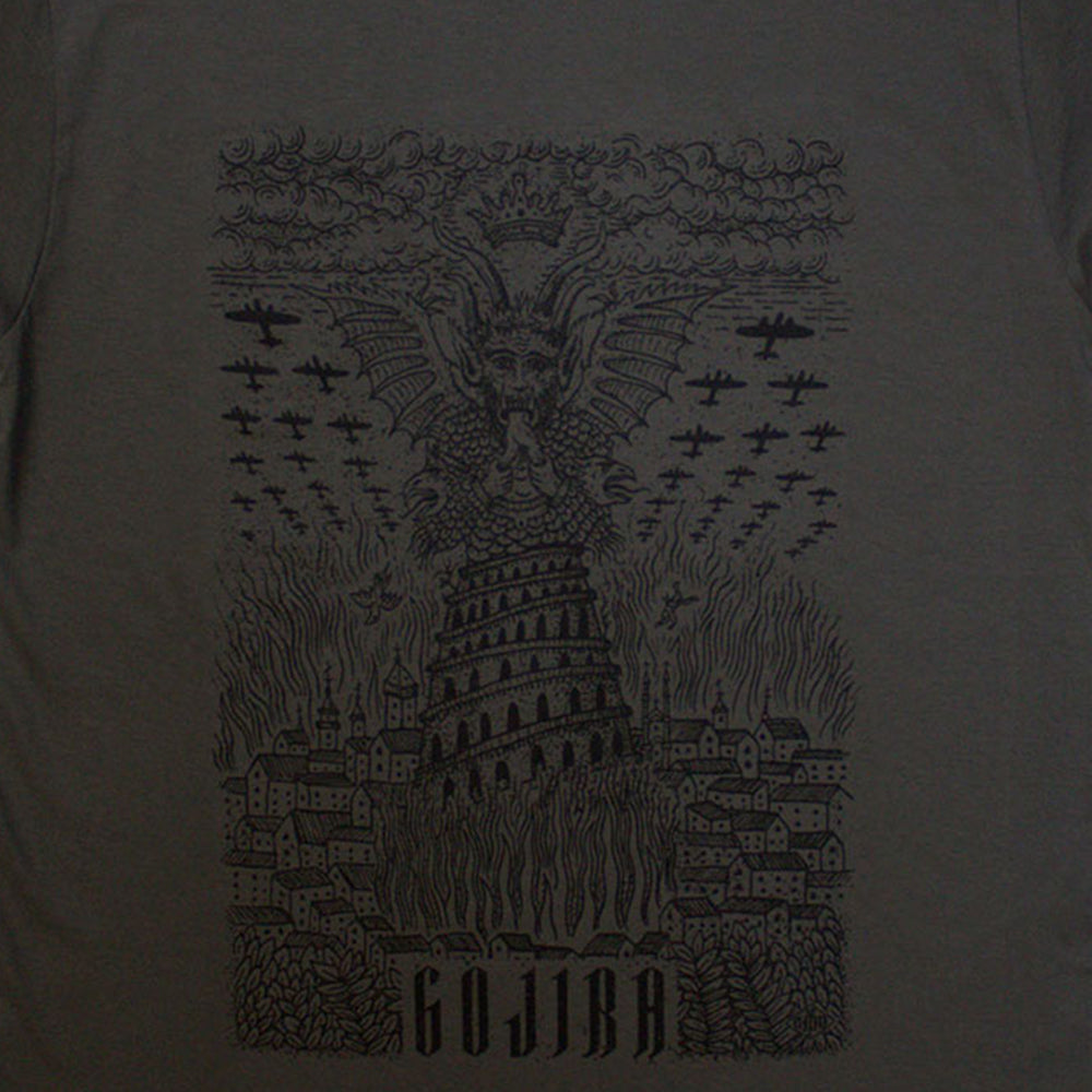 Charcoal Grey - Back - Gojira Unisex Adult Demon Village T-Shirt
