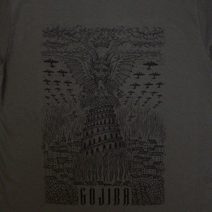 Charcoal Grey - Back - Gojira Unisex Adult Demon Village T-Shirt