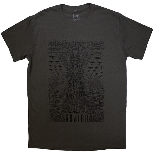 Charcoal Grey - Front - Gojira Unisex Adult Demon Village T-Shirt