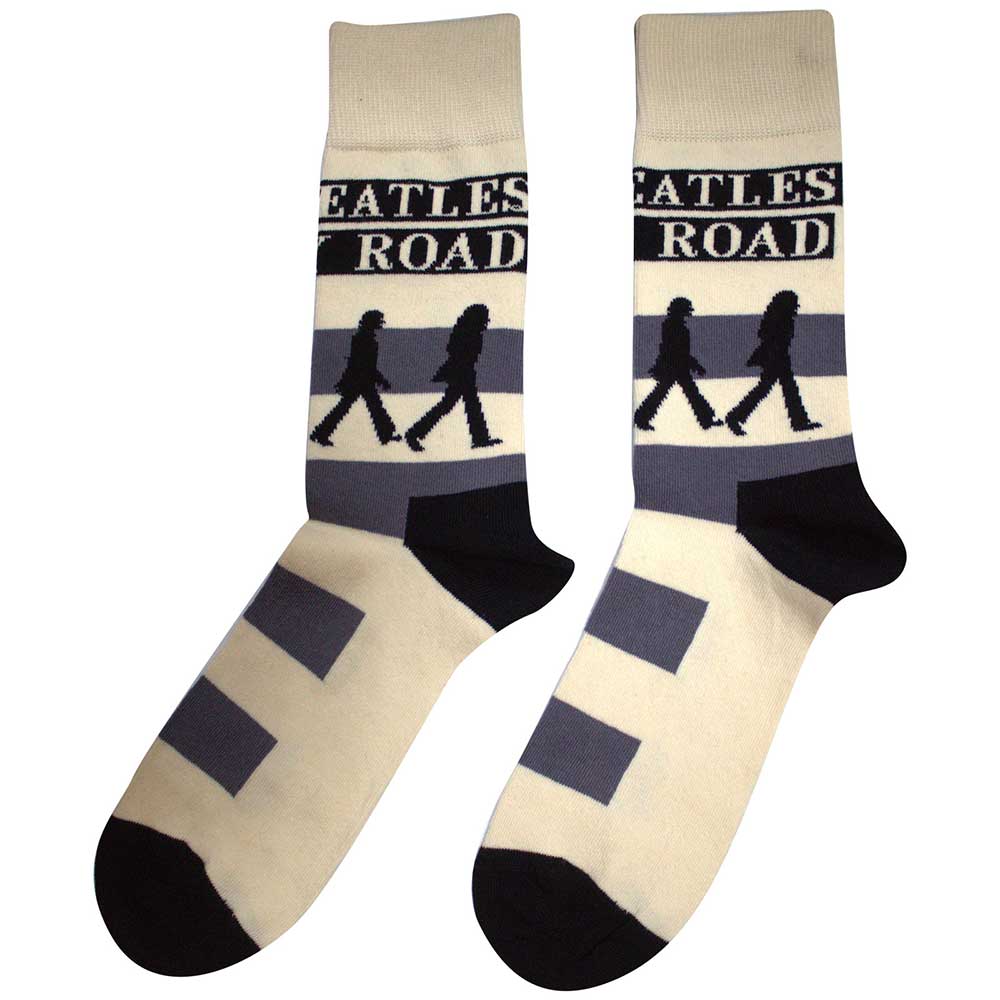 Natural - Back - The Beatles Unisex Adult Abbey Road Crossing Socks