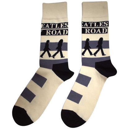 Natural - Back - The Beatles Unisex Adult Abbey Road Crossing Socks