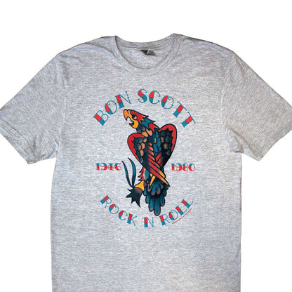 Grey - Back - Bon Scott Unisex Adult Rock N Roll T-Shirt