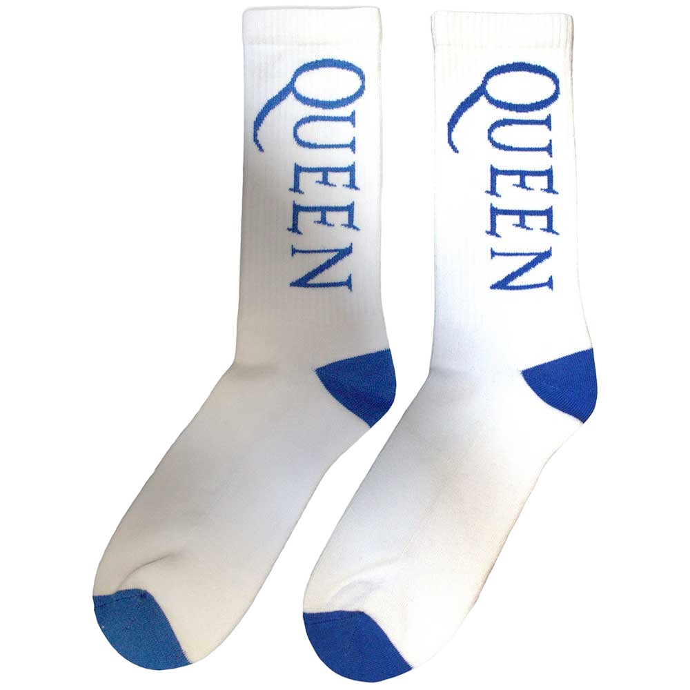 White-Blue - Back - Queen Unisex Adult Logo Terrycloth Socks
