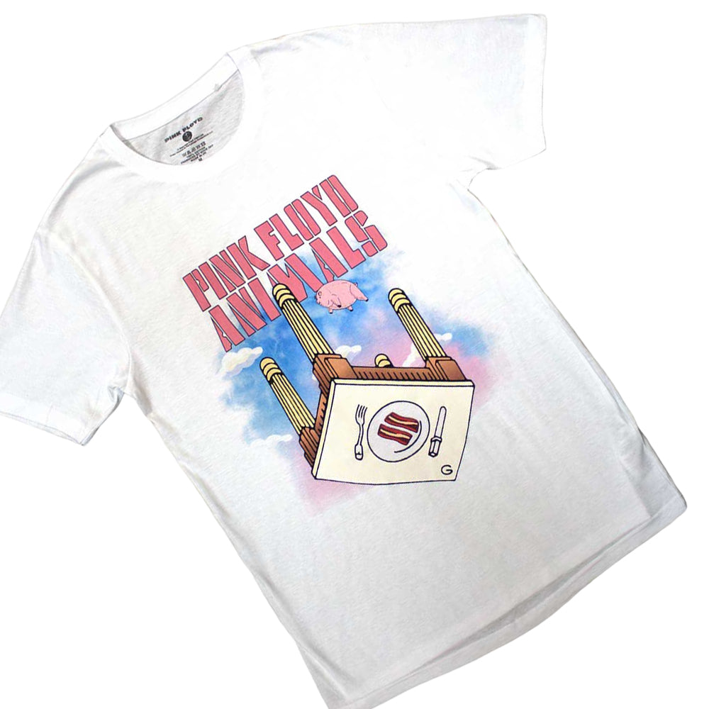 White - Back - Pink Floyd Unisex Adult Animals Bacon Table T-Shirt