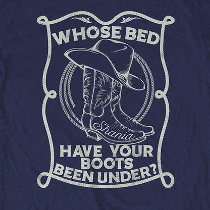 Navy Blue - Back - Shania Twain Unisex Adult Whose Bed Have Your Boots Been Under? T-Shirt