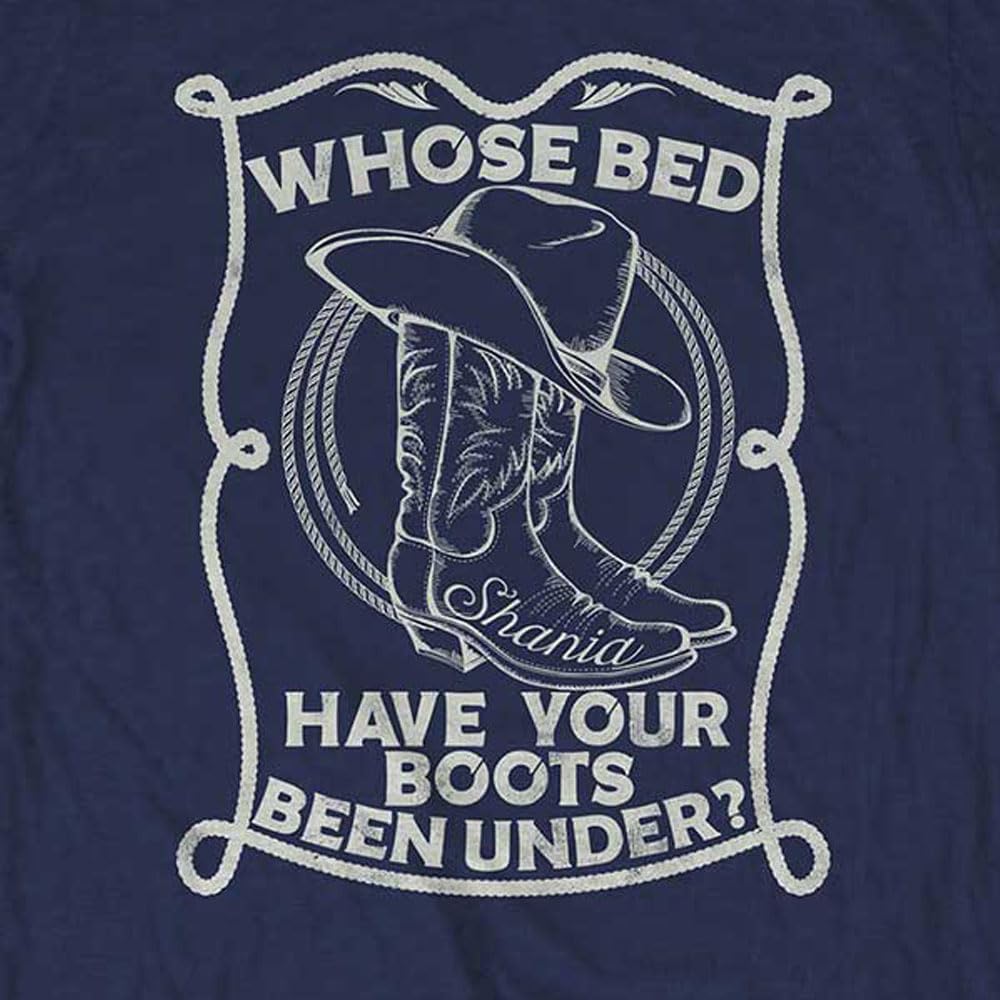 Navy Blue - Back - Shania Twain Unisex Adult Whose Bed Have Your Boots Been Under? T-Shirt