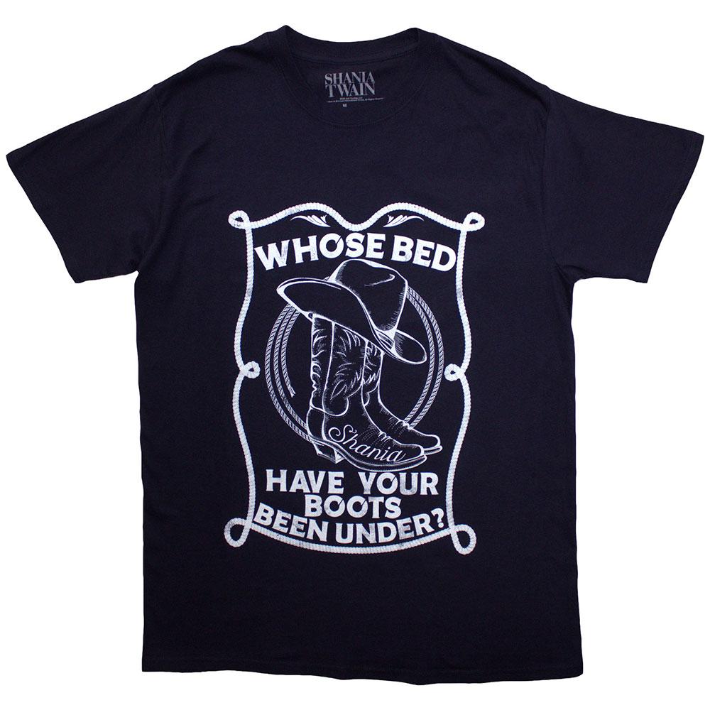 Navy Blue - Front - Shania Twain Unisex Adult Whose Bed Have Your Boots Been Under? T-Shirt