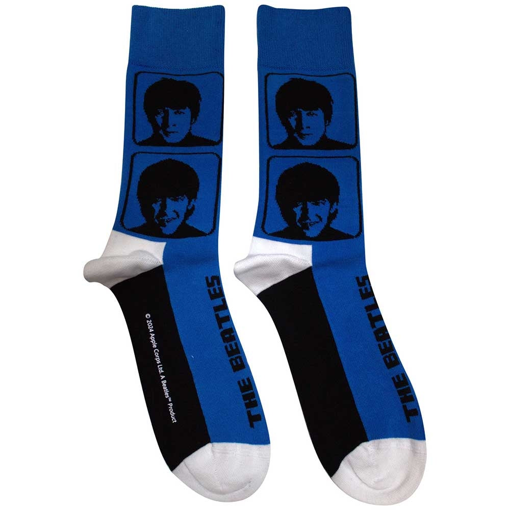 Blue - Front - The Beatles Unisex Adult Hard Day’s Night Headshot Socks
