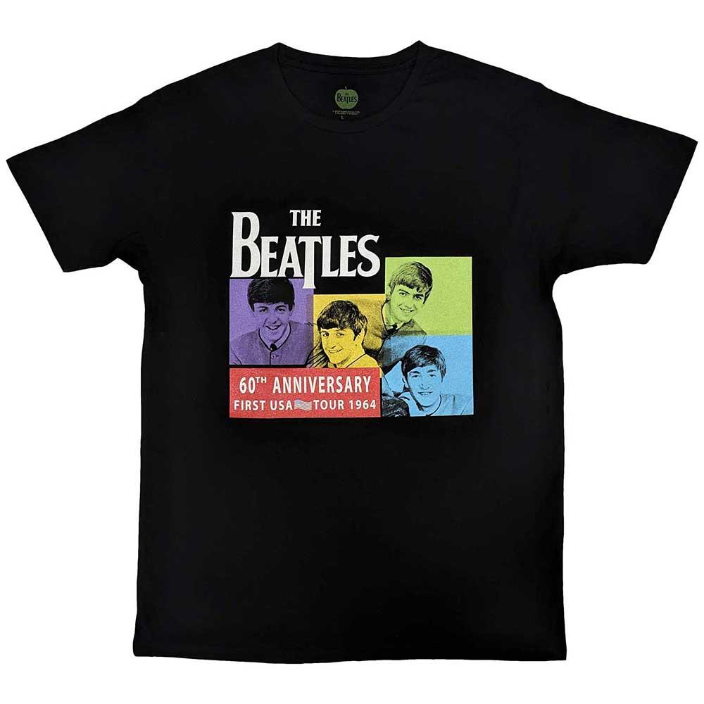 Black - Front - The Beatles Unisex Adult US 1964 T-Shirt