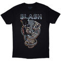 Black - Front - Slash Unisex Adult Skull Guitar Snake T-Shirt