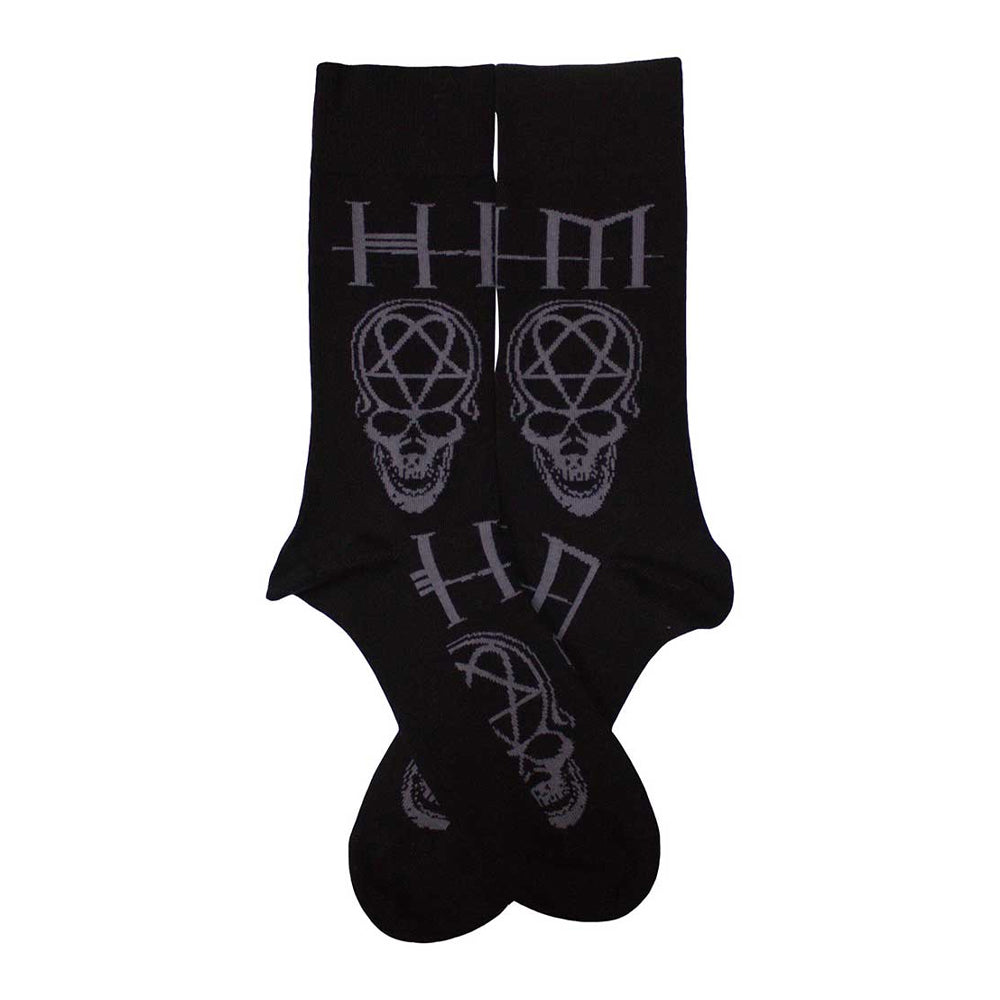 Black - Back - Him Unisex Adult Heartagram Skull Ankle Socks