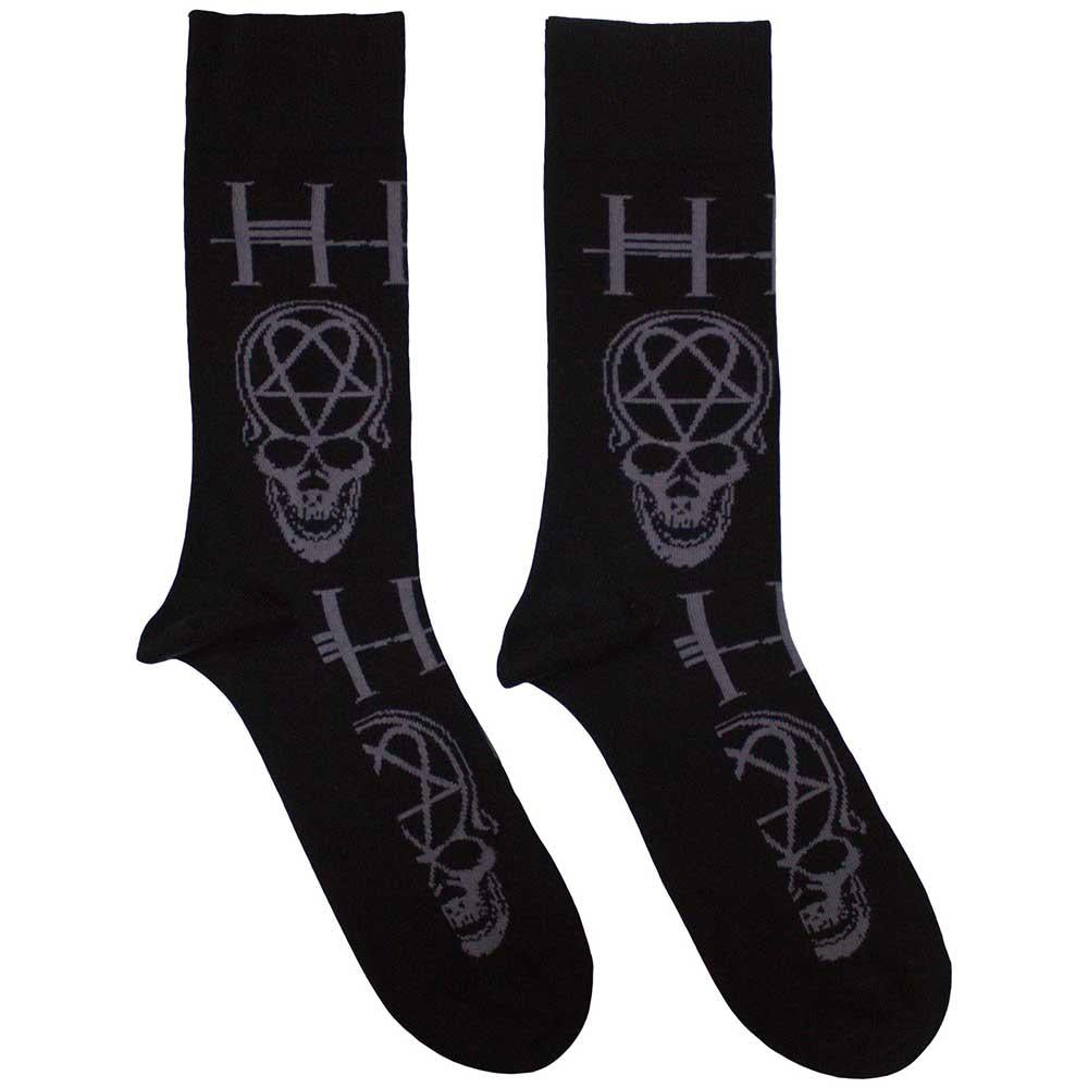 Black - Front - Him Unisex Adult Heartagram Skull Ankle Socks