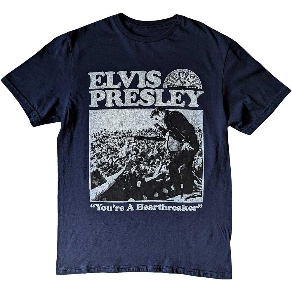 Navy Blue - Front - Elvis Presley Unisex Adult You´re A Heartbreaker Sun Records T-Shirt