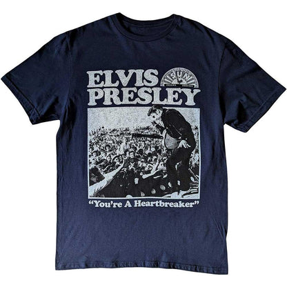 Navy Blue - Front - Elvis Presley Unisex Adult You´re A Heartbreaker Sun Records T-Shirt