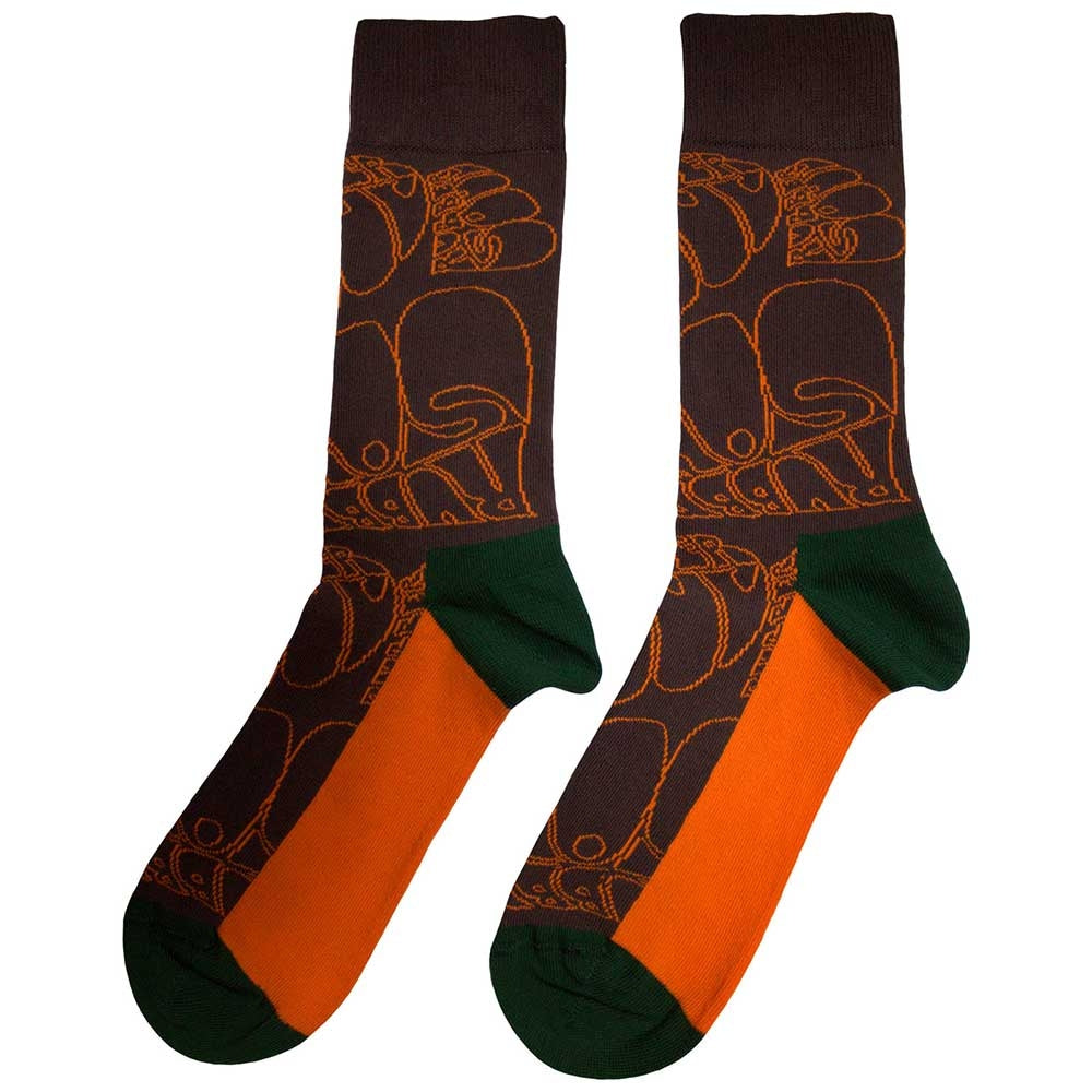Brown - Back - The Beatles Unisex Adult Rubber Soul Text Outlines Repeat Socks