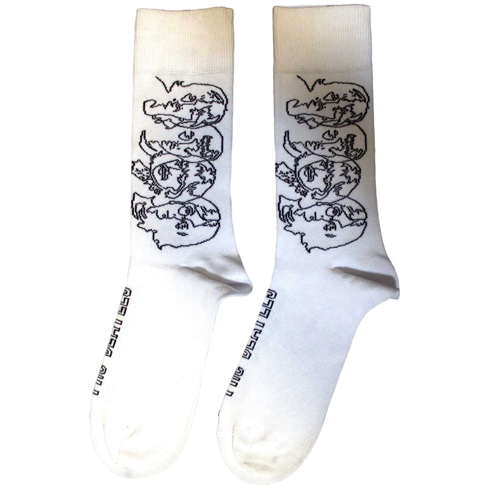 White - Back - The Beatles Unisex Adult Album Faces Outlines Socks