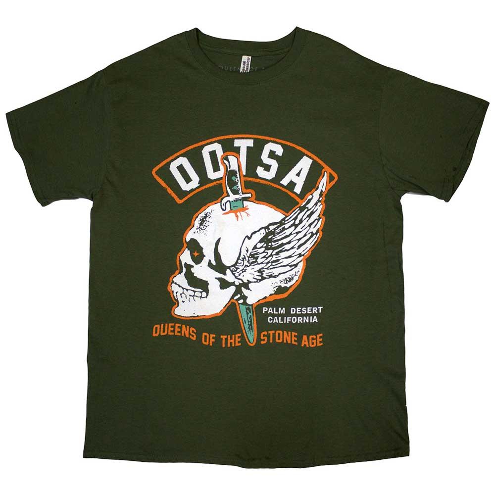 Green - Front - Queens Of The Stone Age Unisex Adult Winged Skull T-Shirt