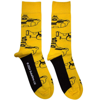 Yellow-Black - Front - The Beatles Unisex Adult Submarine Ankle Socks