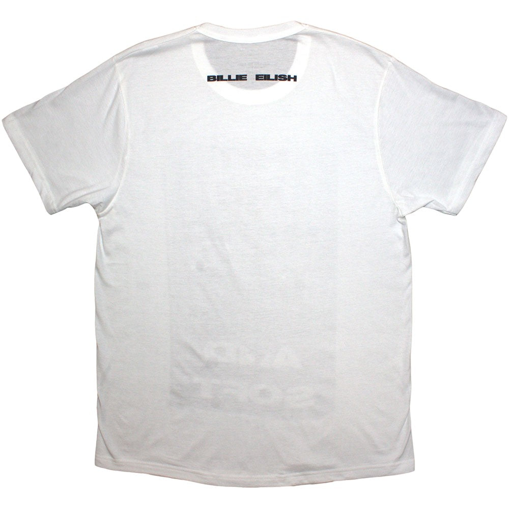 White - Back - Billie Eilish Unisex Adult Hit Me Hard And Soft Falling Back Print T-Shirt
