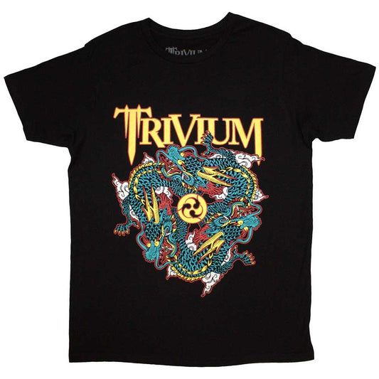 Black - Front - Trivium Unisex Adult Dragon Circle Pit T-Shirt