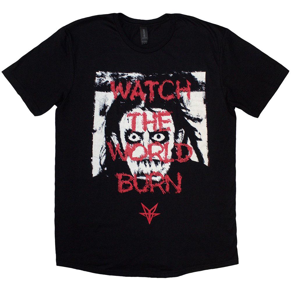 Black - Front - Falling In Reverse Unisex Adult World Burn T-Shirt