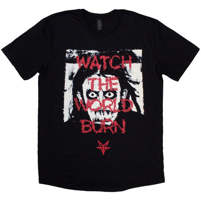 Black - Front - Falling In Reverse Unisex Adult World Burn T-Shirt