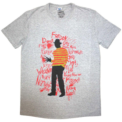 Grey - Front - A Nightmare On Elm Street Unisex Adult Freddy Scribble Font T-Shirt