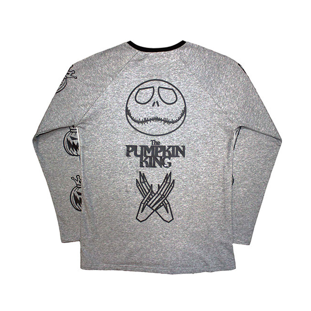 Grey - Back - The Nightmare Before Christmas Unisex Adult Pumpkin King Back Print Long-Sleeved T-Shirt