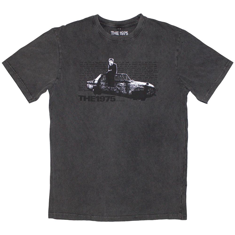 Charcoal Grey - Front - The 1975 Unisex Adult Car Photo Stone Wash T-Shirt