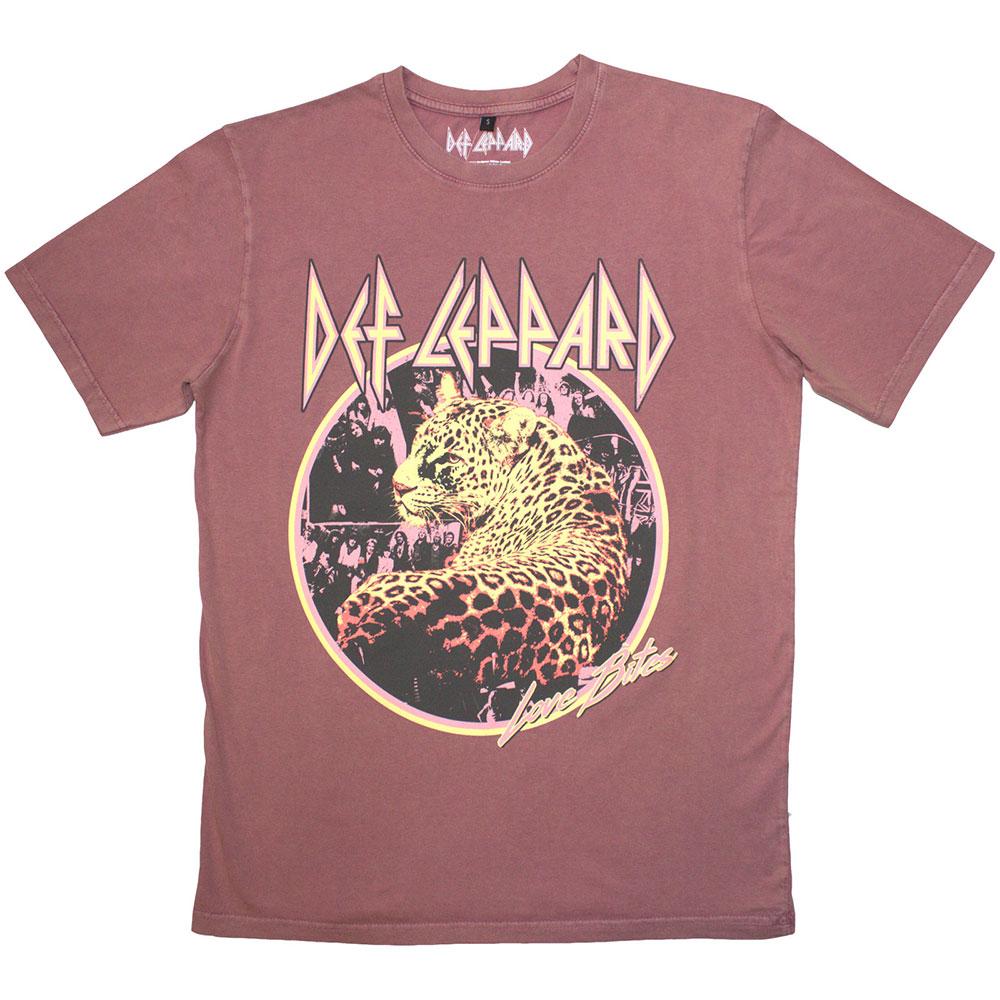 Kashmir Red - Front - Def Leppard Unisex Adult Love Bites Stone Wash T-Shirt