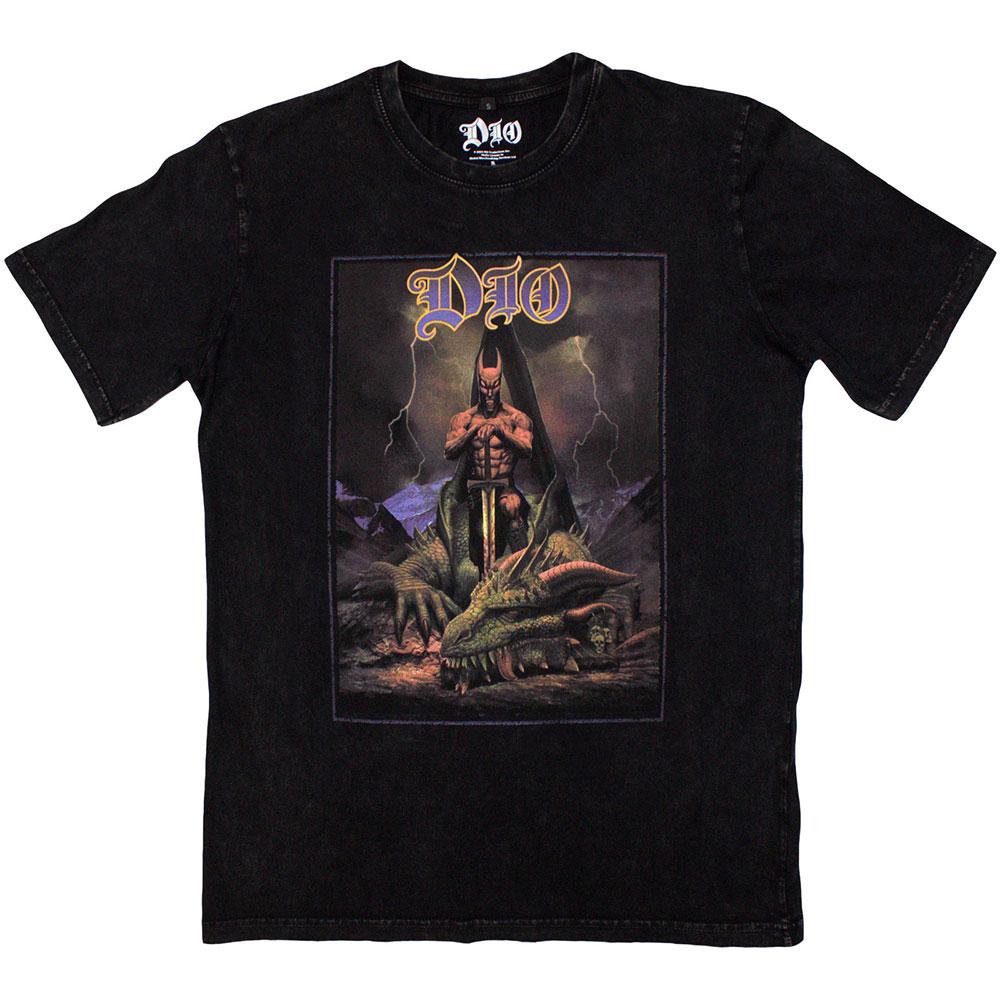 Black - Front - Dio Unisex Adult Killing The Dragon Stone Wash T-Shirt