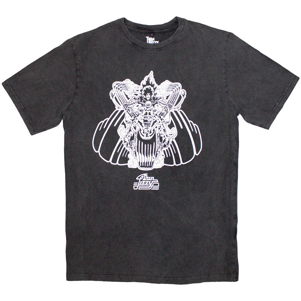 Charcoal Grey - Front - Thin Lizzy Unisex Adult The Rocker Stone Wash T-Shirt