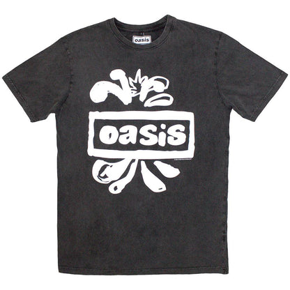 Charcoal Grey - Front - Oasis Unisex Adult Logo Splat Stone Wash T-Shirt
