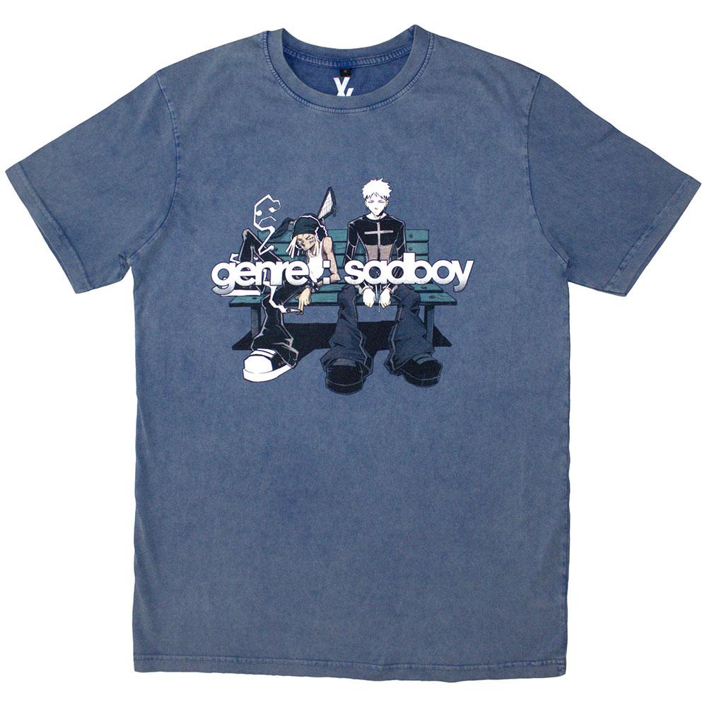 Denim Blue - Front - Machine Gun Kelly Unisex Adult Bench Stone Wash T-Shirt