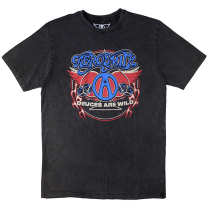 Charcoal Grey - Front - Aerosmith Unisex Adult Rainbow Spade Stone Wash T-Shirt