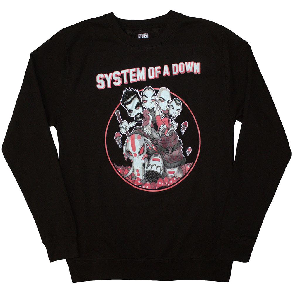 Black - Front - System Of A Down Unisex Adult Mushroom People Sweatshirt