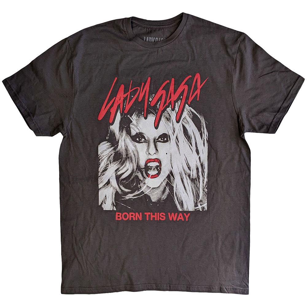 Charcoal Grey - Front - Lady Gaga Unisex Adult Born This Way Photograph T-Shirt