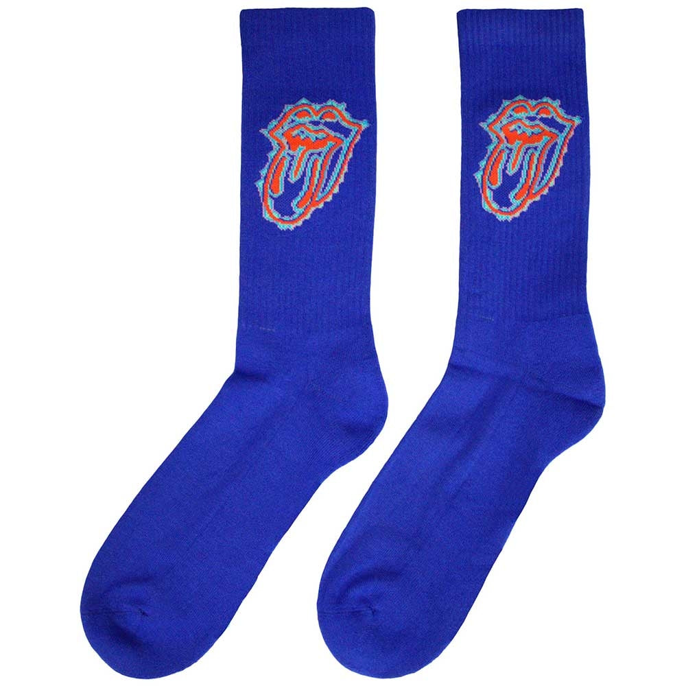 Blue - Back - The Rolling Stones Unisex Adult Doodle Tongue Terrycloth Socks