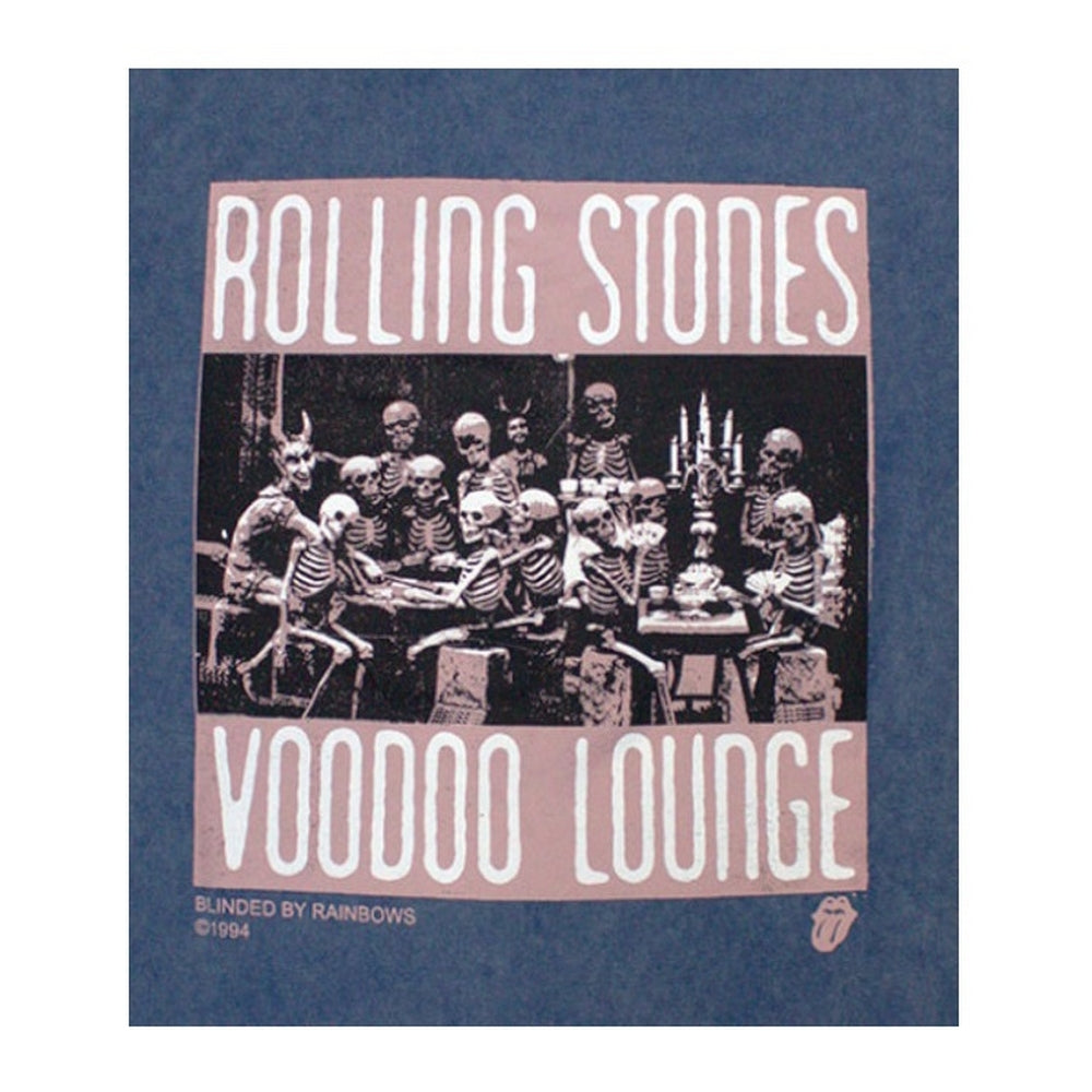 Denim Blue - Back - The Rolling Stones Unisex Adult Voodoo Skulls Stone Wash T-Shirt