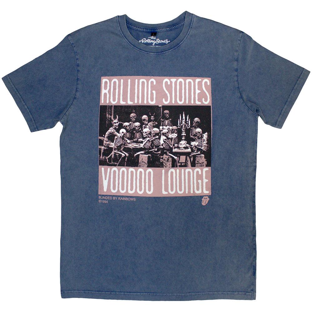 Denim Blue - Front - The Rolling Stones Unisex Adult Voodoo Skulls Stone Wash T-Shirt