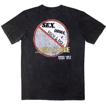 Charcoal Grey - Back - Motley Crue Unisex Adult No Fun Tour 1984 Back Print Stone Wash T-Shirt