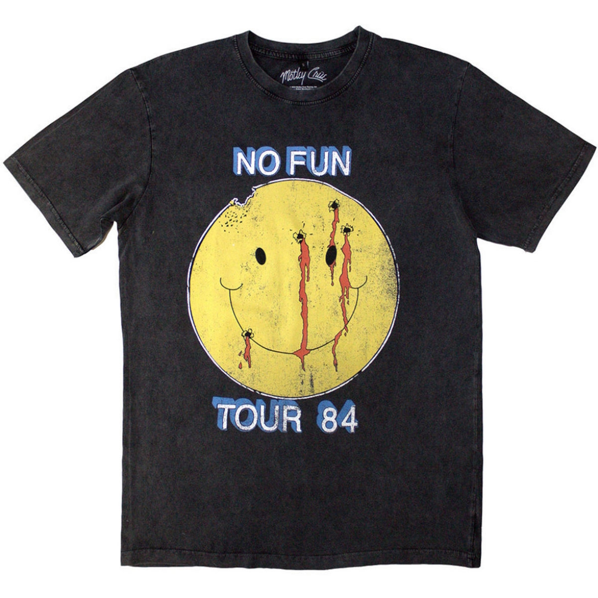 Charcoal Grey - Front - Motley Crue Unisex Adult No Fun Tour 1984 Back Print Stone Wash T-Shirt